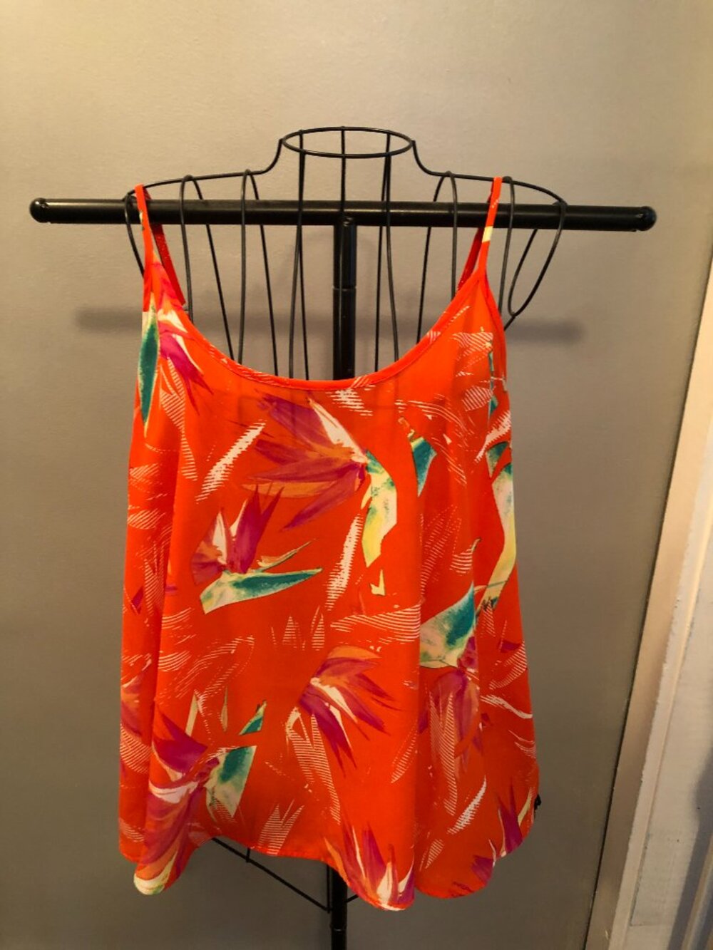 APT 9 LARGE Orange Tropical Hawaiian Tanktop 21" Pit to Pit #KF